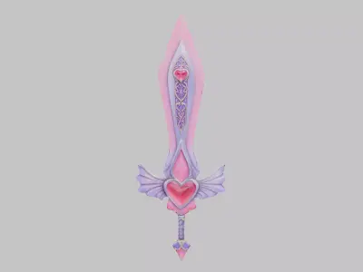 Heartblade Fantasy Sword Low-poly 3D model
