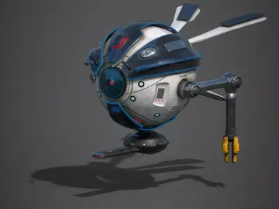 High detailed Sci Fi Harvesting Drone Low-poly 3D model