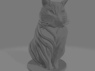 Layered Abstract Cat Sculpture 3D model