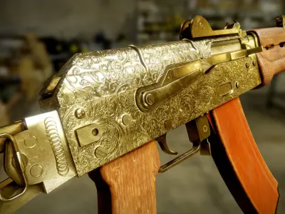 Gold AKS-74U Free low-poly 3D model