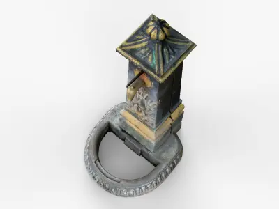 3D scan of Old Outdoor Cast Iron Hand Water Pump column Low-poly 3D model