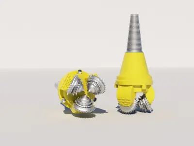 Tricone Drill Bit 3D model 3D model
