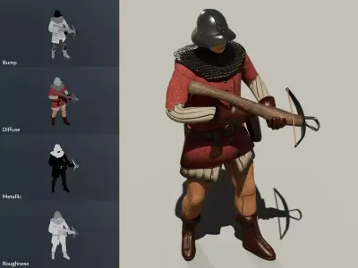 Crossbowman Rigged Low-poly 3D model