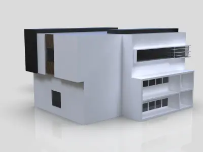 Modern Building House Low-poly 3D model