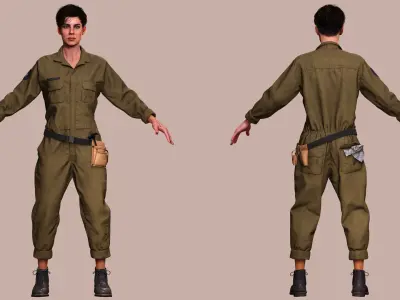 Tactical Worker 3D Character PBR Textured Ready Low-poly 3D model