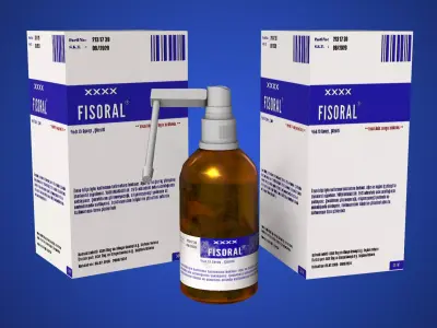 3D Pharmaceutical Spray Bottle with Packaging Low-poly 3D model