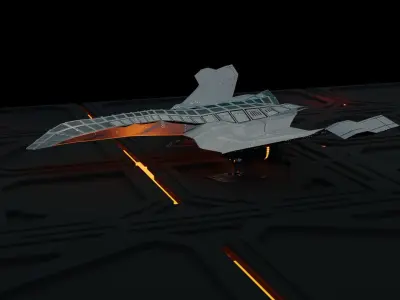 SpaceJet D-111 Starship Sci-fi  Low-poly 3D model