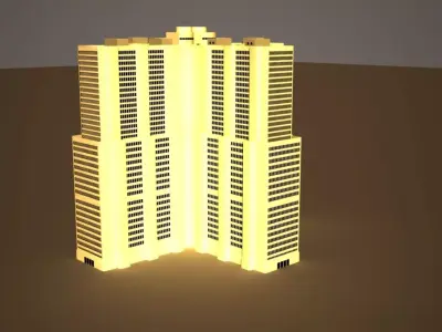 Building tall lit 3D model
