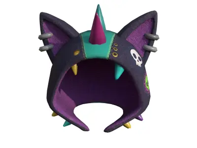 Roblox Hat Knitted Spike Helmet Cat Ears 3D Model Low-poly 3D model
