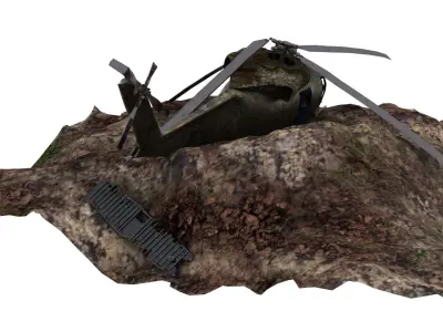 Crashed Helicopter Low-poly 3D model