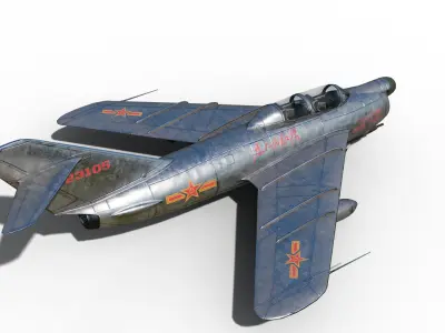 PBR PLAAF J-5 Fighter Mig-17 two-seat version Low-poly 3D model