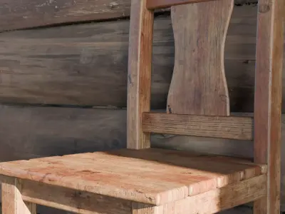 Rustic Wooden Chair - Country Furniture Free 3D model