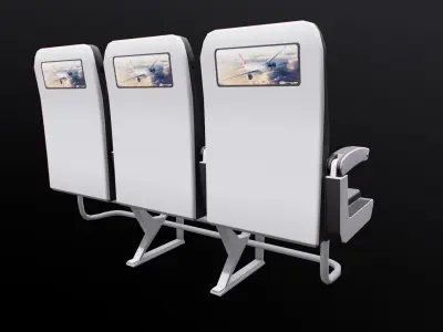 Airplane Economy Seats Low-poly 3D model