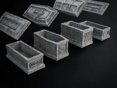 GOTHIC CEMETERY ASSET PACK Low-poly 3D model