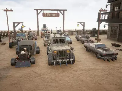 Wild West Racing Town Low-poly 3D model