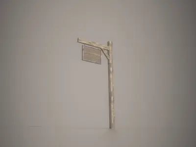 Old Sign Low-poly game ready Low-poly 3D model