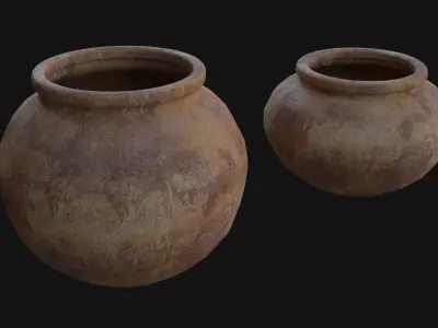old Vases set 4 Low-poly 3D model