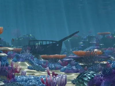 Cartoon Underwater  Low-poly 3D model