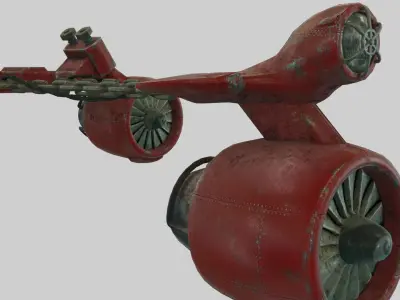 Low Poly Dieselpunk Santa Sleigh With PBR Materials Low-poly 3D model