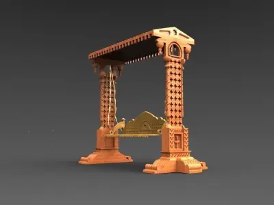 Wooden Swing Free 3D model