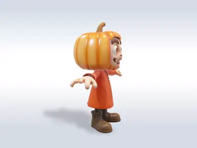 Cheerful Pumpkin Boy Halloween Character 3D model 7