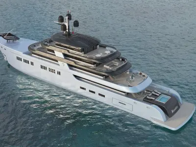 Yacht Roxette with helicopter Ansat 3D model