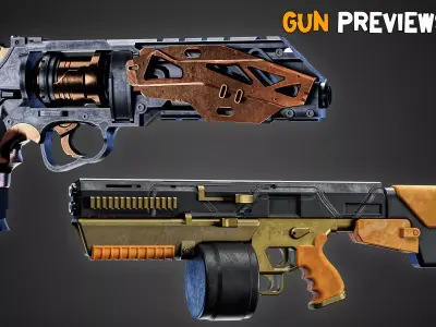 20 Game-Ready Futuristic Guns and Textures Vol 20 Low-poly 3D model
