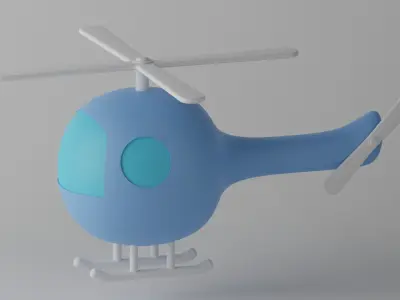 Cartoon Cute Helicopter Low-poly 3D model
