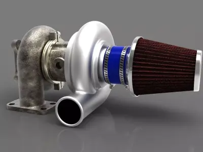 Turbocharger with air filter 3D model