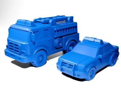Toy Fire Truck and Police Car 3D print model