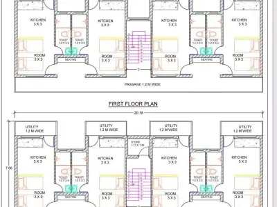 2D floor plan of the servant quarters 3D print model