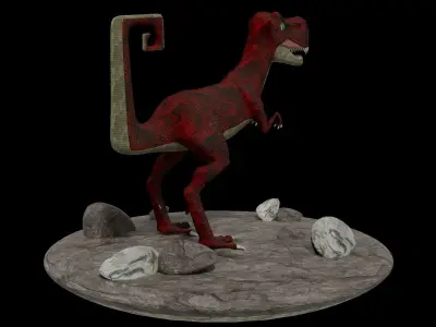 T-rex dinosaur on rock Low-poly 3D model