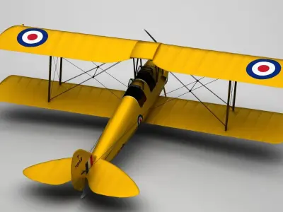 De Haviland 82A Tiger Moth Low-poly 3D model