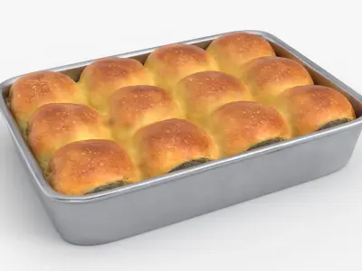 Soft Dinner Rolls Tray 3D model