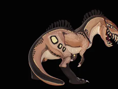 Rigged Alien Dinosaur Cartoon Gameready Low-poly 3D model