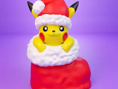Pikachu in a Christmas Sock - Fanart Free 3D print model