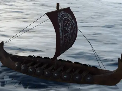 Viking Longboat Low-poly 3D model