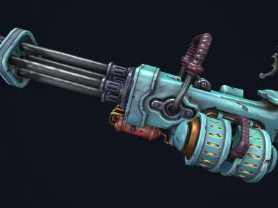 Steampunk minigun Low-poly 3D model