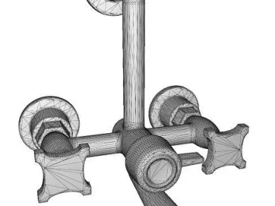 Brass Shower Tap Low-poly 3D model