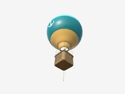 Balloon Hot Air 04 Light Blue - Aircraft Cartoon Low-poly 3D model