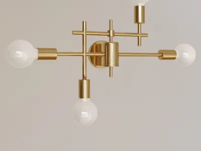 chandelier brass wall sconce with three light bulbs Free 3D model
