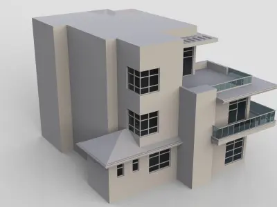 Modern Building House Low-poly 3D model