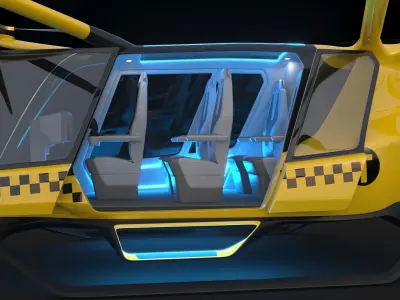 Yellow Taxi Drone with Interior 3D model
