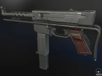 MAT-49 Submachine Gun Low-poly 3D model