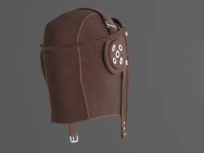 WWII Aviator goggles and hat 3D model