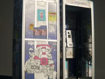 Old Hong Kong Telephone Booth Low-poly 3D model