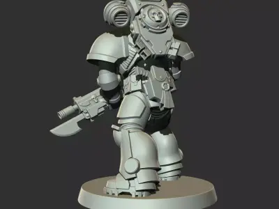 Sci-Fi Heavy Trooper STL Modular Power Armor 32mm Miniature V1 3D print model