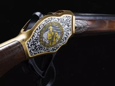 Wild West Gun Winchester 1887 - Short - Engraved Low-poly 3D model