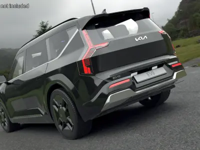 KIA EV9 Luxury SUV Black Rigged 3D model