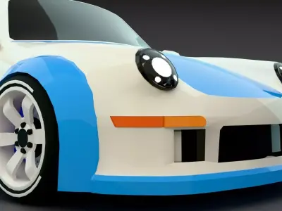  Porsche 911 Turbo Retro Sports Car  Low Poly Racing Vehicle Low-poly 3D model